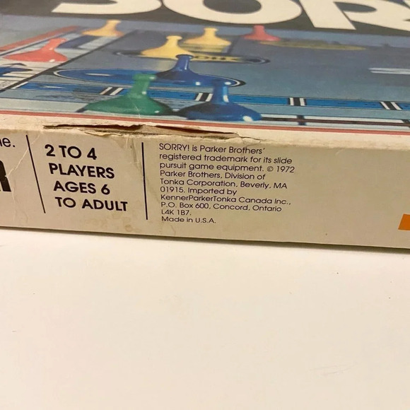 Vintage 1972 Sorry  Board Game Parker Brothers Complete - Picture 2 of 12
